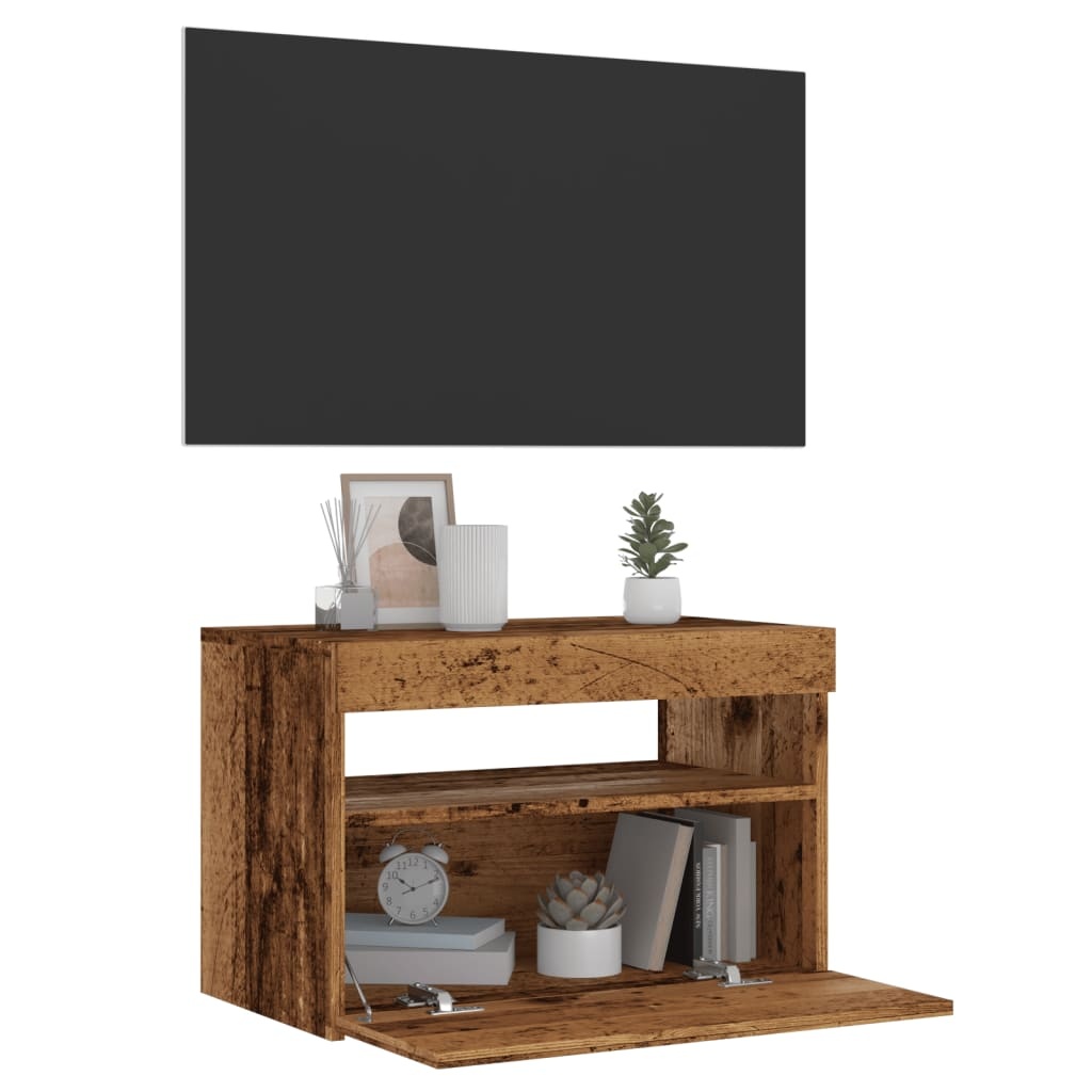 VidaXL Tv-meubel met LED 60x35x40 cm bewerkt hout oud hout