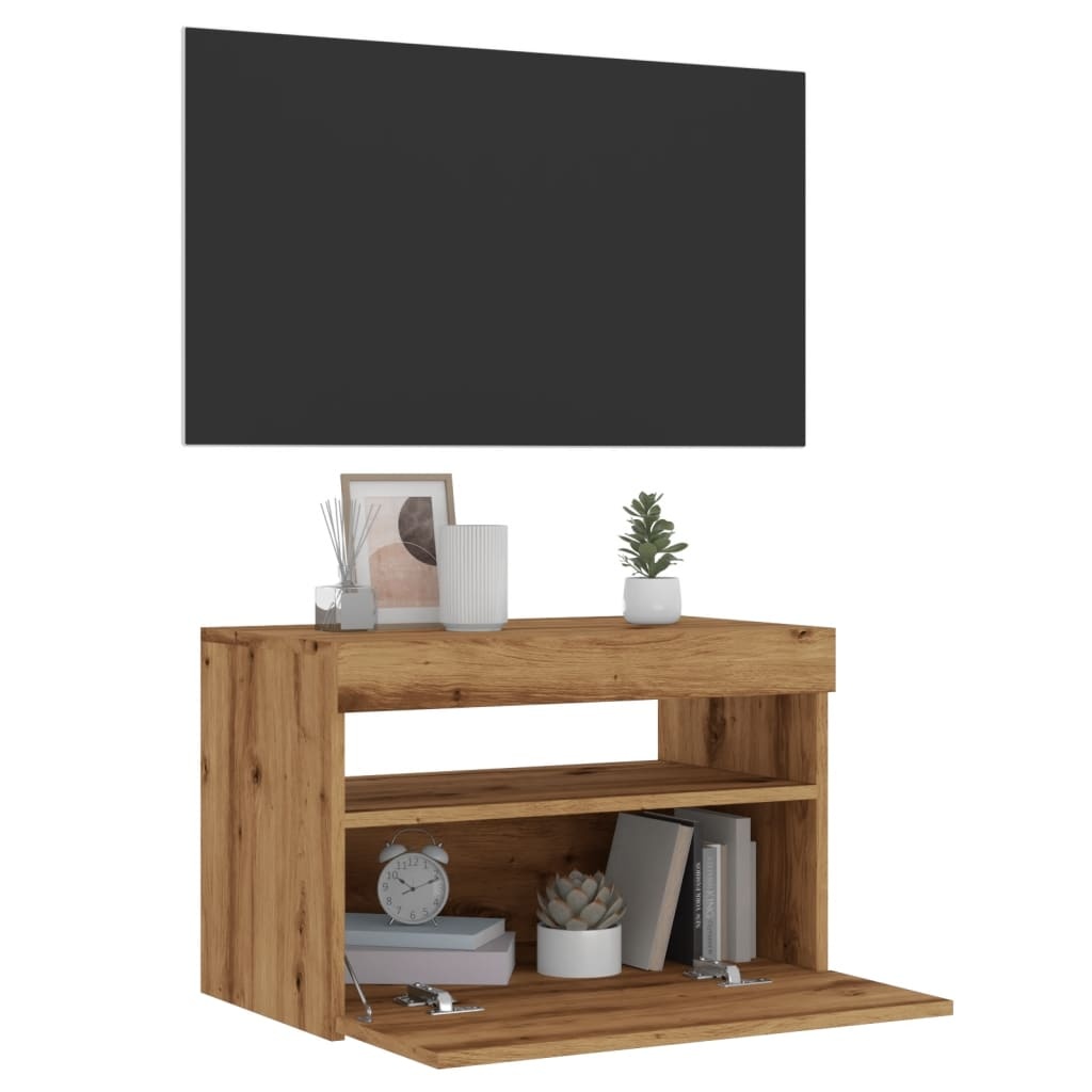 VidaXL Tv-meubel met LED 60x35x40 cm bewerkt hout artisanaal eiken