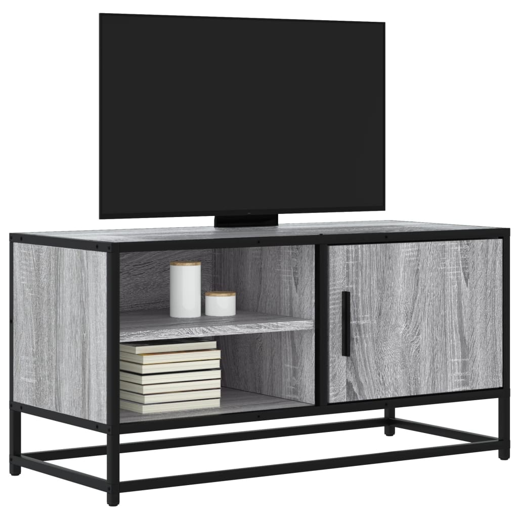 VidaXL Tv-meubel 80x34,5x40 cm bewerkt hout metaal grijs sonoma eiken