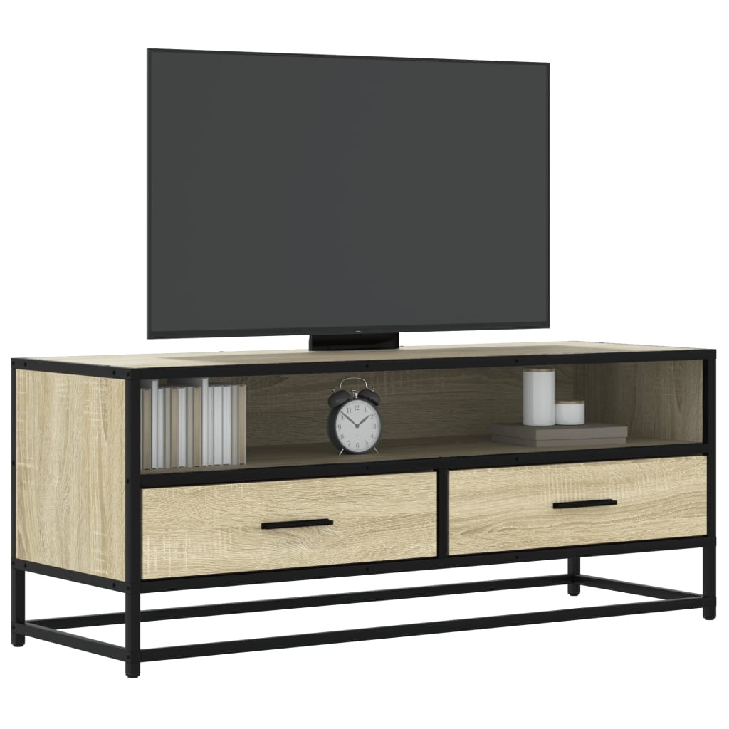 VidaXL Tv-meubel 100x34,5x40cm bewerkt hout metaal sonoma eikenkleurig