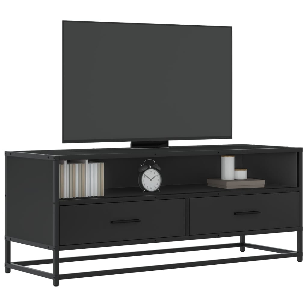 VidaXL Tv-meubel 100x34,5x40 cm bewerkt hout en metaal zwart