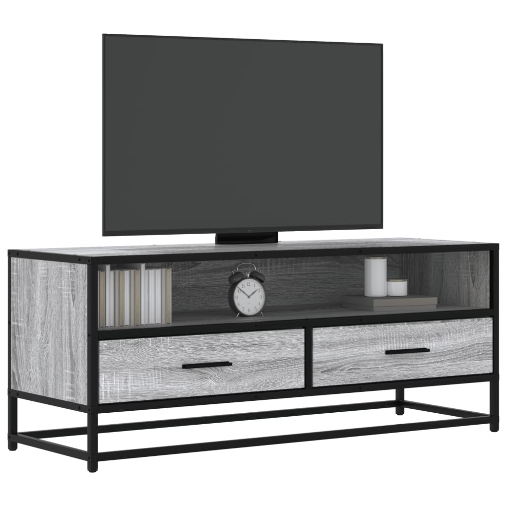 VidaXL Tv-meubel 100x34,5x40 cm bewerkt hout metaal grijs sonoma eiken