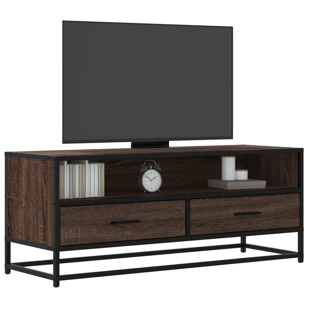 VidaXL Tv-meubel 100x34,5x40 cm bewerkt hout metaal bruin eikenkleur