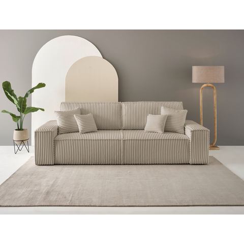 Andas 3-zitsbank FINNLEY bedbank 257 cm, slaapfunctie met bedkist (200x136cm),