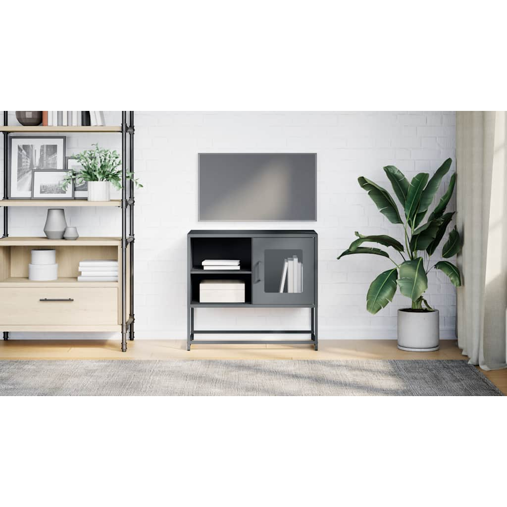 vidaXL Tv-meubel 68x39x60,5 cm staal antracietkleurig