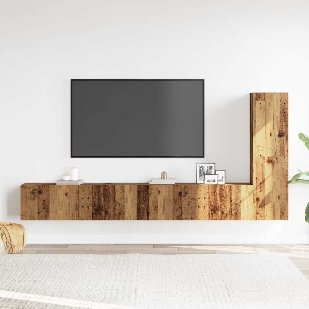 vidaXL 3-delig Tv-meubelset wandmontage bewerkt hout oud houtkleurig