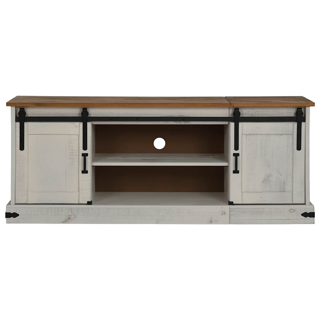 vidaXL Tv-meubel HALDEN 2 schuifdeuren 150x40x60 cm massief hout wit