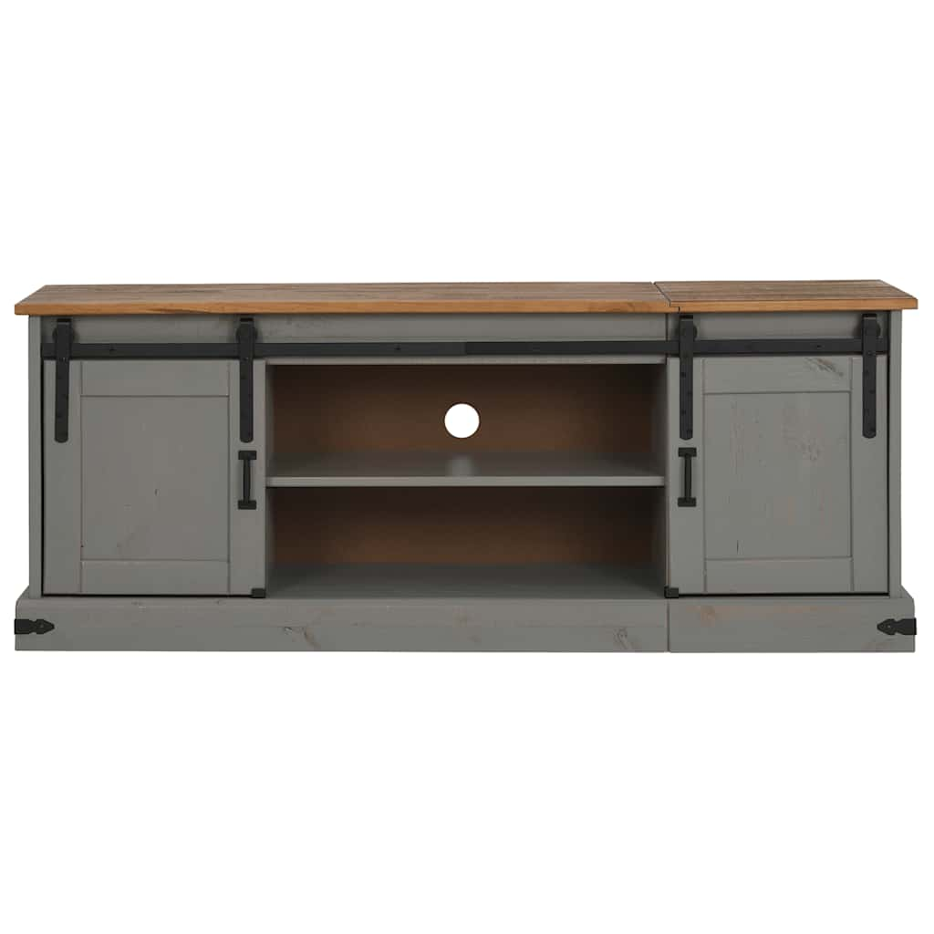 vidaXL Tv-meubel HALDEN 2 schuifdeuren 150x40x60 cm massief hout grijs