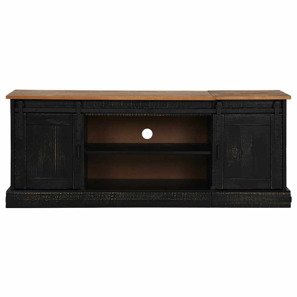 vidaXL Tv-meubel HALDEN 2 schuifdeuren 150x40x60 cm massief hout zwart