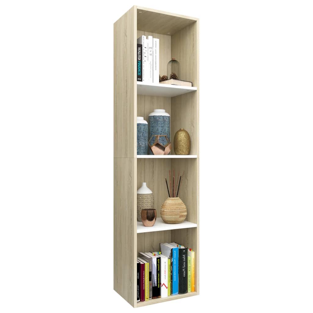 vidaXL Boekenkast/tv-meubel 36x30x143cm bewerkt hout wit en eikenkleur