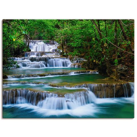 Artland Artprint Diep bos waterval als artprint op linnen, poster, muursticker in verschillende maten