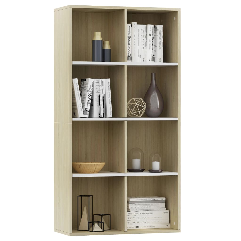 vidaXL Boekenkast/dressoir 66x30x130 cm hout wit en sonoma eikenkleur