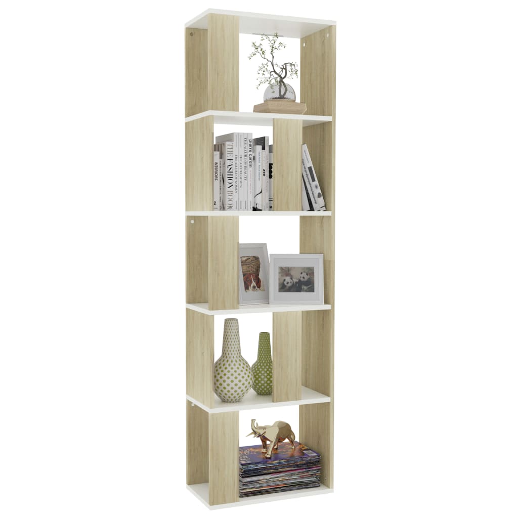 vidaXL Boekenkast/kamerscherm 45x24x159 cm wit en sonoma eikenkleurig