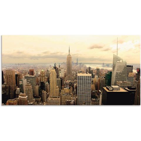 Artland Artprint Skyline Manhattan - New York als artprint van aluminium, artprint voor buiten, artprint op linnen, poster, muursticker