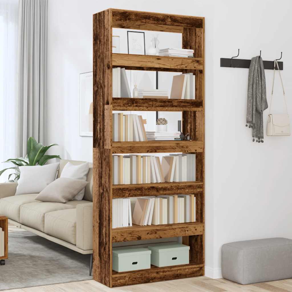 vidaXL Boekenkast/kamerscherm 80x30x198 cm oud houtkleurig