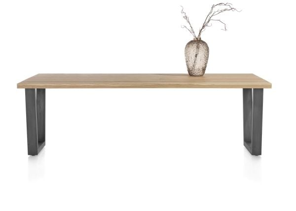 Nyborg eetkamertafel 230 x 100 cm - rechte zijkant - V-poot geheel metaal