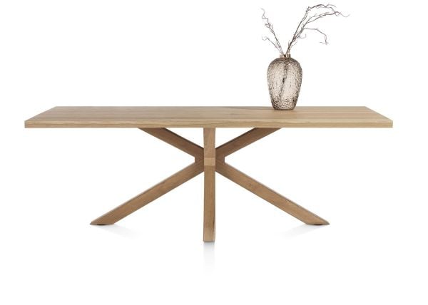 Nyborg eetkamertafel 230 x 100 cm - rechte zijkant - centrale poot hout