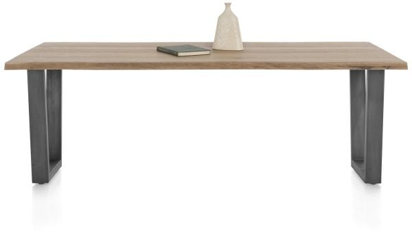 Nyborg eetkamertafel 230 x 100 cm - rand boomvorm - V-poot geheel metaal