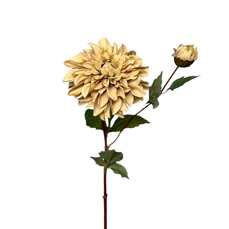 Roberts Collection Kunstbloem Dahlia Tak 1x Open + Knop 80cm Creme