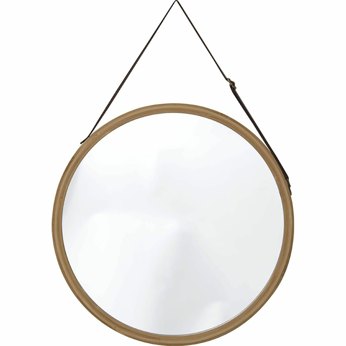 Tendance Wandspiegel aan ophangkoord - rond - bamboe - frame kleur naturel - x cm -