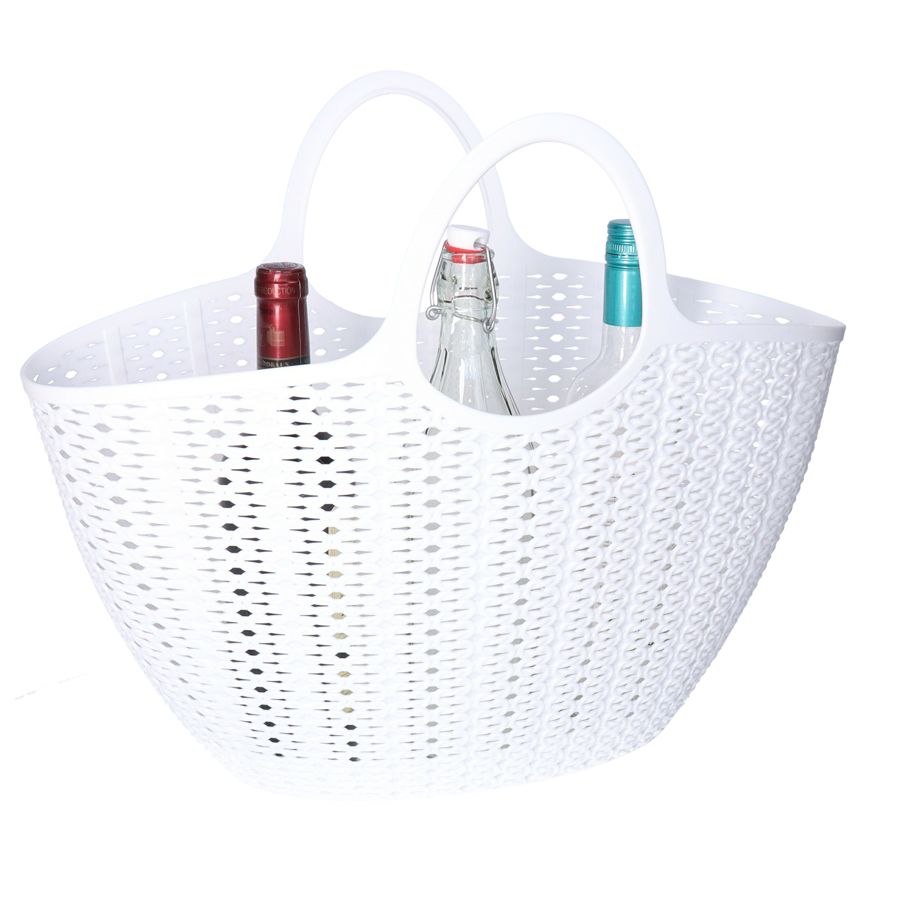 CM Flexibele wasmand/tas - wit - 22 liter - kunststof - 50 x 20 x  - opbergen -