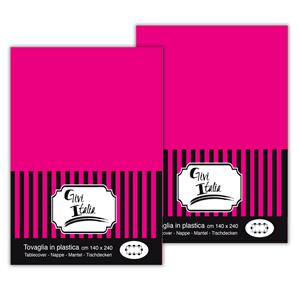 Givi Italia Feest tafelkleed van pvc - 2x - fuchsia roze - 240 x cm - tafel versiering -