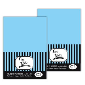 Givi Italia Feest tafelkleed van pvc - 2x - licht blauw - 240 x cm - tafel versiering -