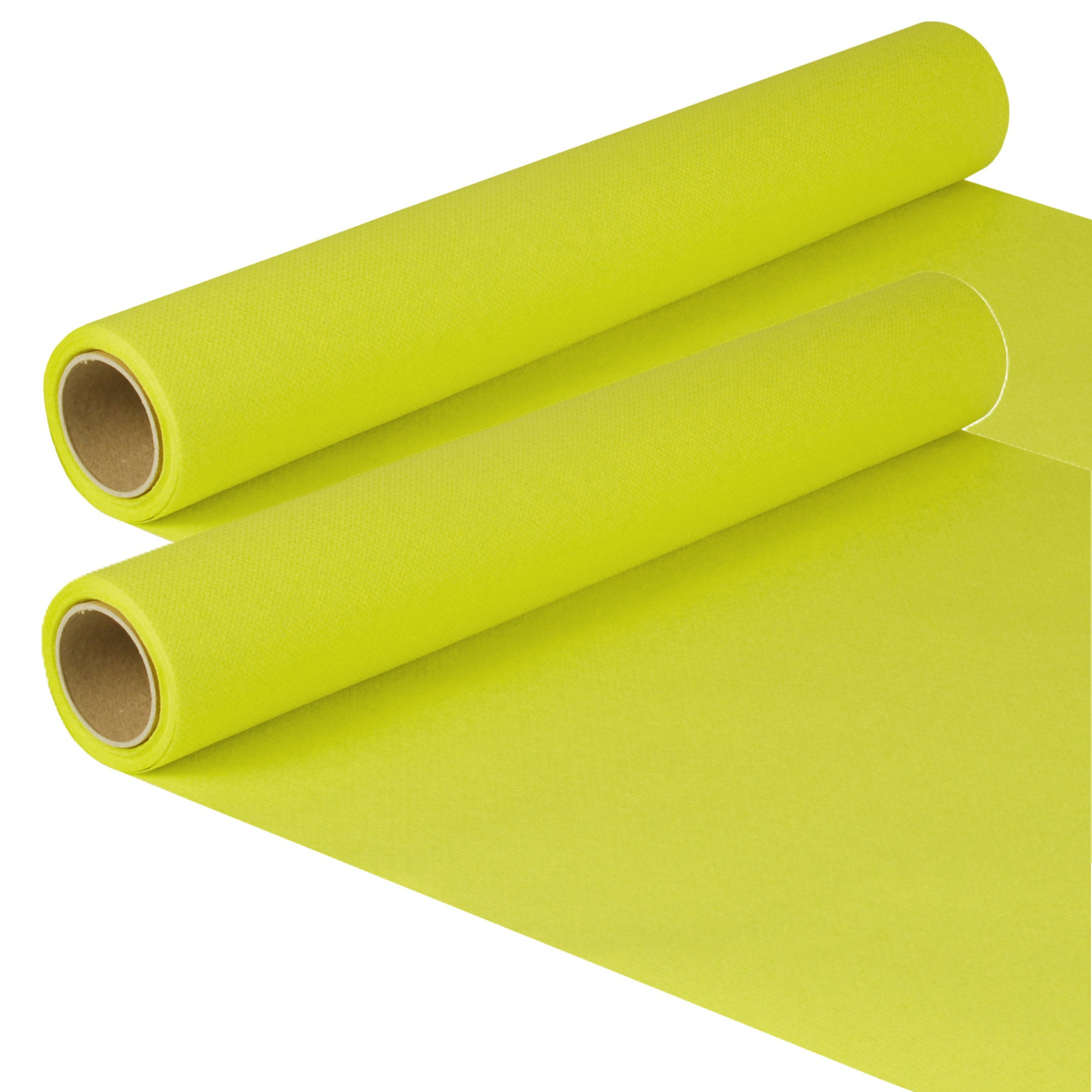 Merkloos Tafelloper - 2x - limegroen - 500 x cm - papier - tafelkleed loper - tafelversiering -