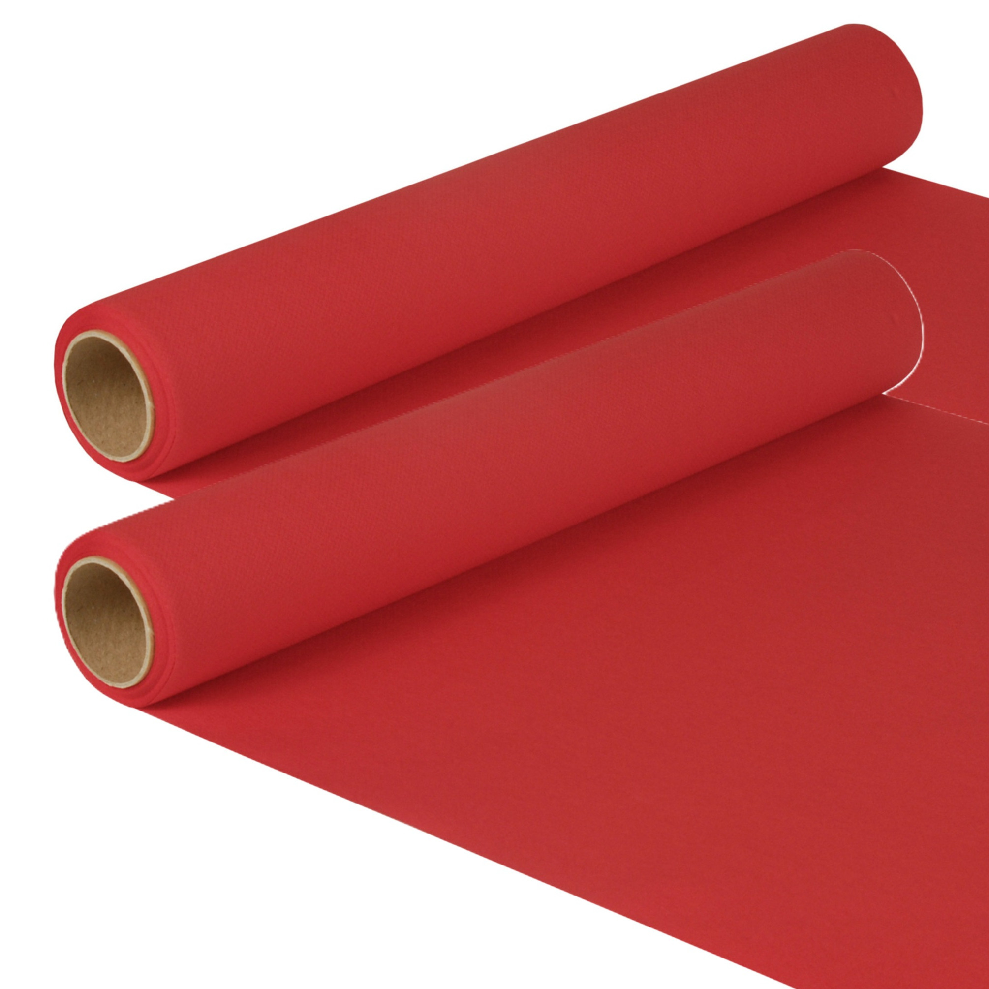 Merkloos Tafelloper - 2x - rood - 500 x cm - papier - tafelkleed loper - tafelversiering -