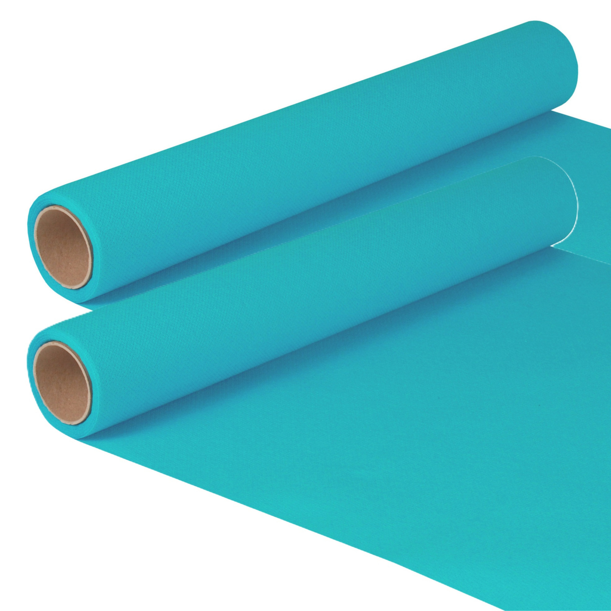 Merkloos Tafelloper - 2x - turquoise - 500 x cm - papier - tafelkleed loper - tafelversiering -