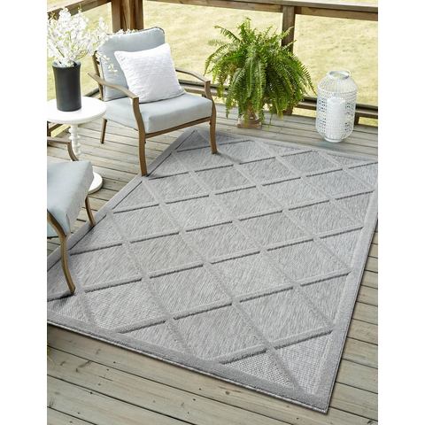 Myflair Möbel & Accessoires Vloerkleed Amara Uni-kleuren, hoog-laag effect, geschikt voor buiten, balkon, terras