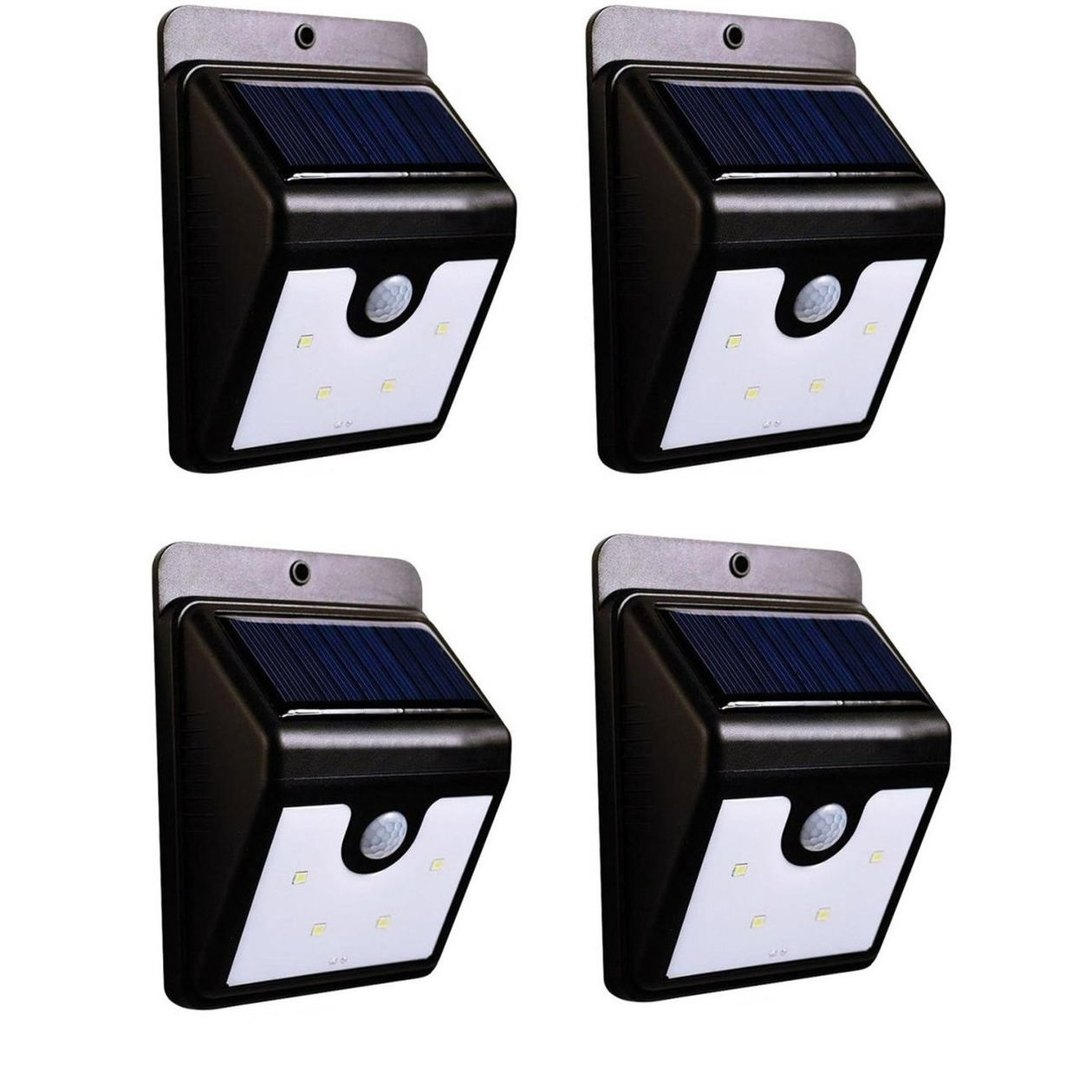 Merkloos 4x stuks solar tuinverlichting / muurlampen LED wandlamp spatwaterdicht met bewegingssensor -