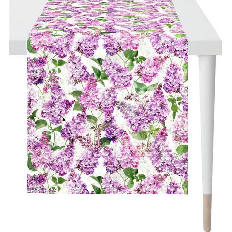 APELT Tafelloper 6820 SPRINGTIME, Lente-decoratie, Lente met bloemenmotief, digitale print, lila all-over (1 stuk)