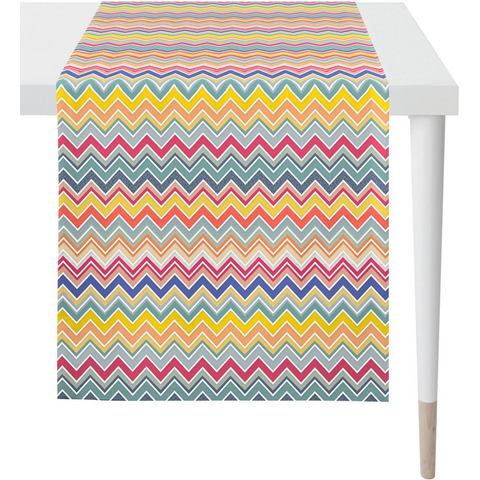 APELT Tafelloper 3902 OUTDOOR, zomerdecoratie, zomer Digitale print, zigzag ontwerp in mooie kleuren, met vlekbescherming (1 stuk)