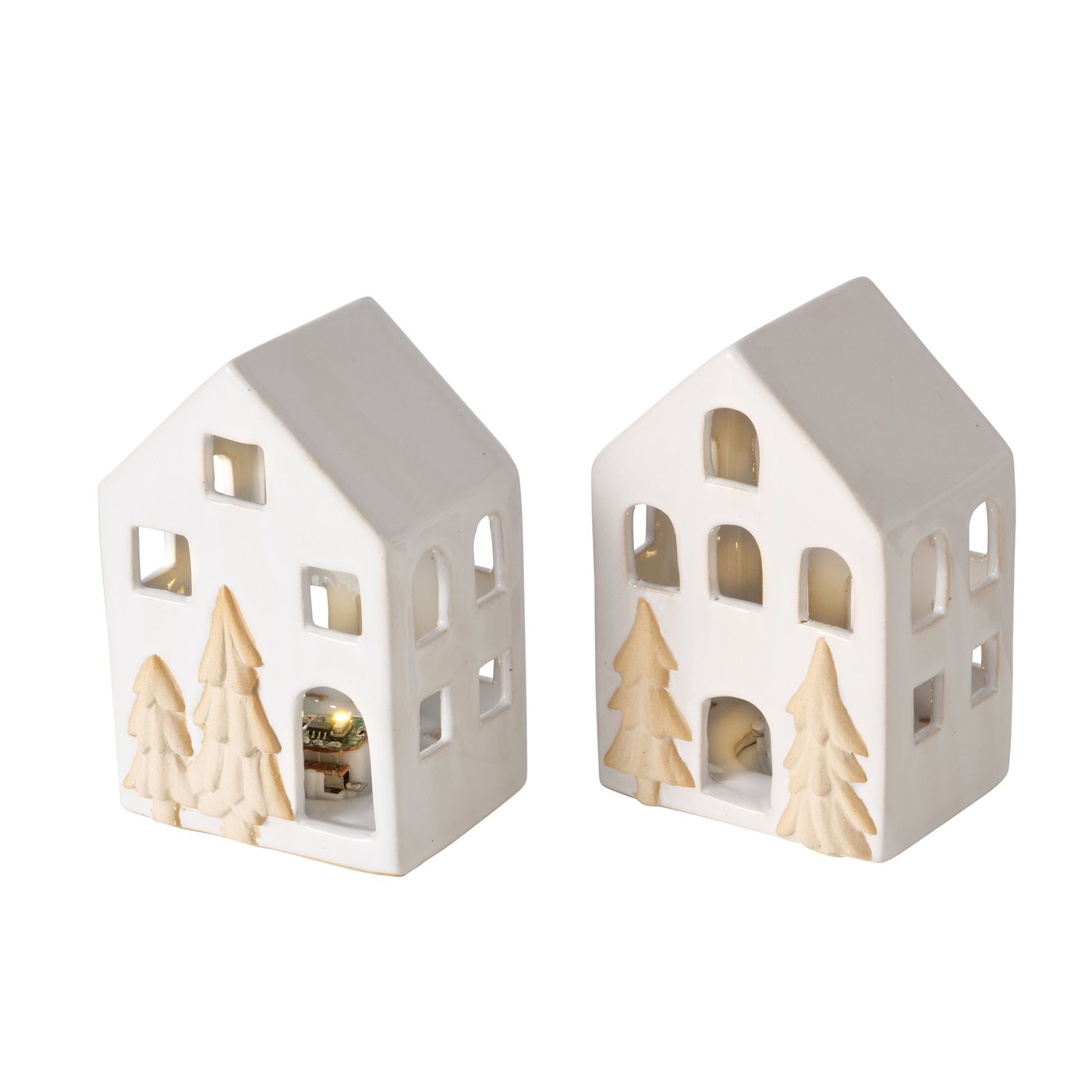 Boltze Home Deco Huisje Castle Porselein Met LED H10,5cm ( Exclusief 3x LR44 Batterij)