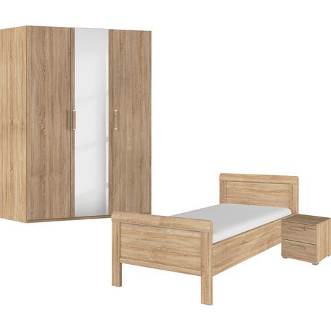 Rauch Slaapkamerserie Evelyn Kast en bed in 2 breedtes, nachtkastje met 2 lades MADE IN GERMANY (set, 3-delig)