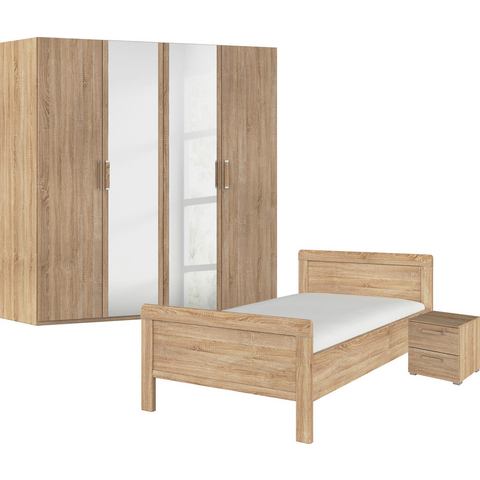 Rauch Slaapkamerserie Evelyn Kast en bed in 2 breedtes, nachtkastje met 2 lades MADE IN GERMANY (set, 3-delig)