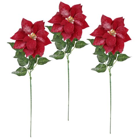 I.GE.A. Kunstbloem Poinsettia kerstster 3-delige set 70cm bloem kerstster kerstdecoratie adventster