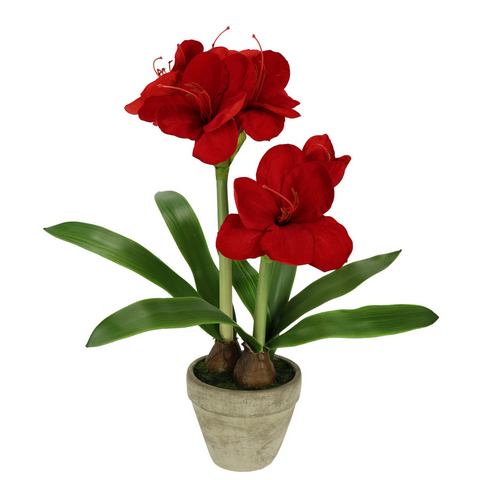 I.GE.A. Kunstbloem Amaryllis in pot 50cm bloem kerstbloem kerstdecoratie winterbloem floristik