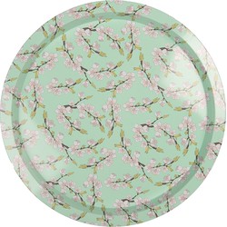 Clayre & Eef Dienblad Bloemen Groen Metaal Ø 32x2cm