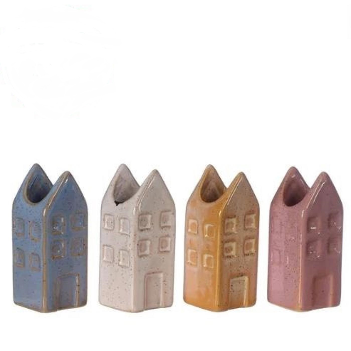 Merkloos Bloemenvaas Huisje Amsterdam M 3x3x8cm 4 Assorti