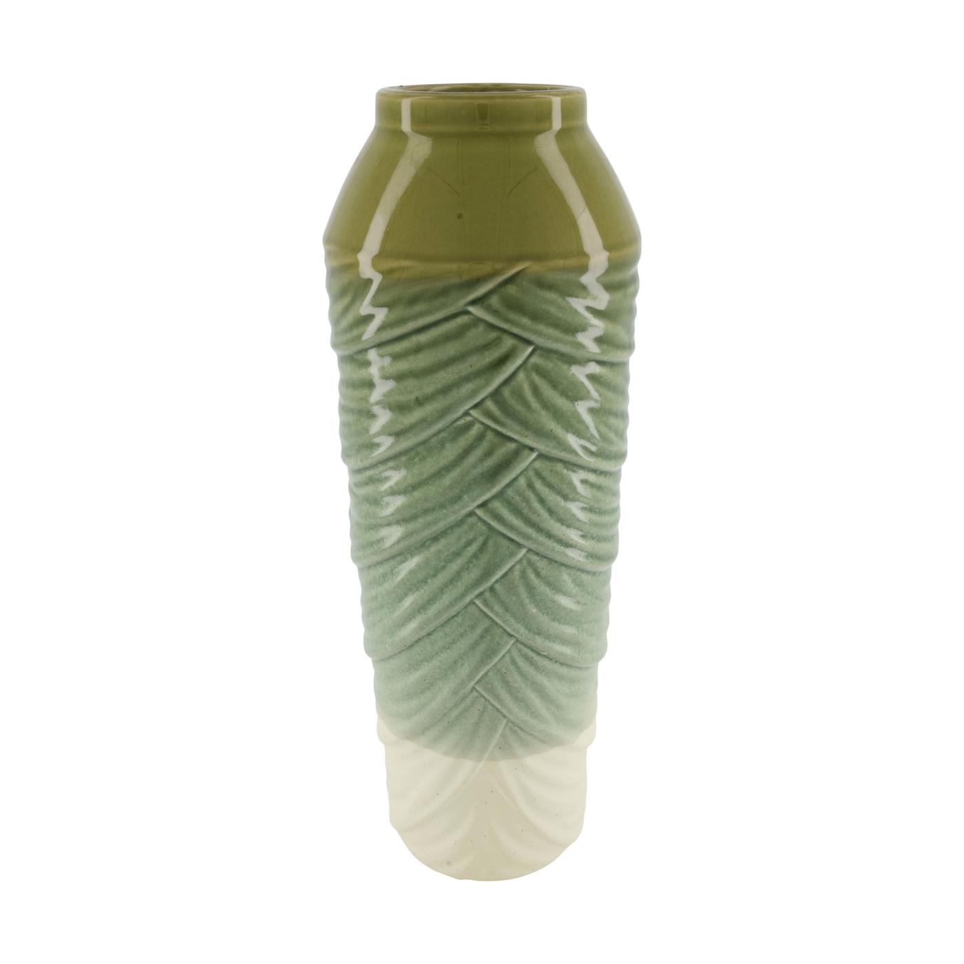 Dijk Natural Collections Vaas Keramiek Groen/crème 17x17x46cm