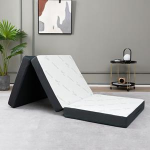 Costway Vouwmatras 10 cm Dik 3-Voudig Vouwmatras 193 x 80 x 10 cm Wit & Grijs