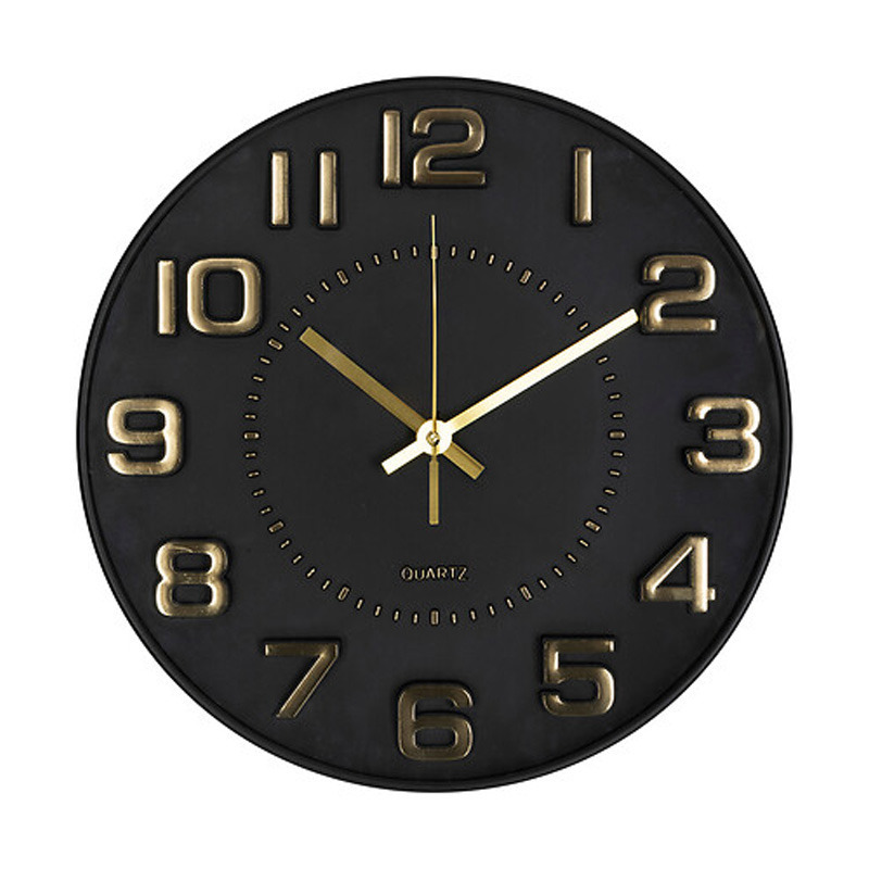 Atmosphera Doris Klok - zwart / goud - 30 cm - wandklok modern -