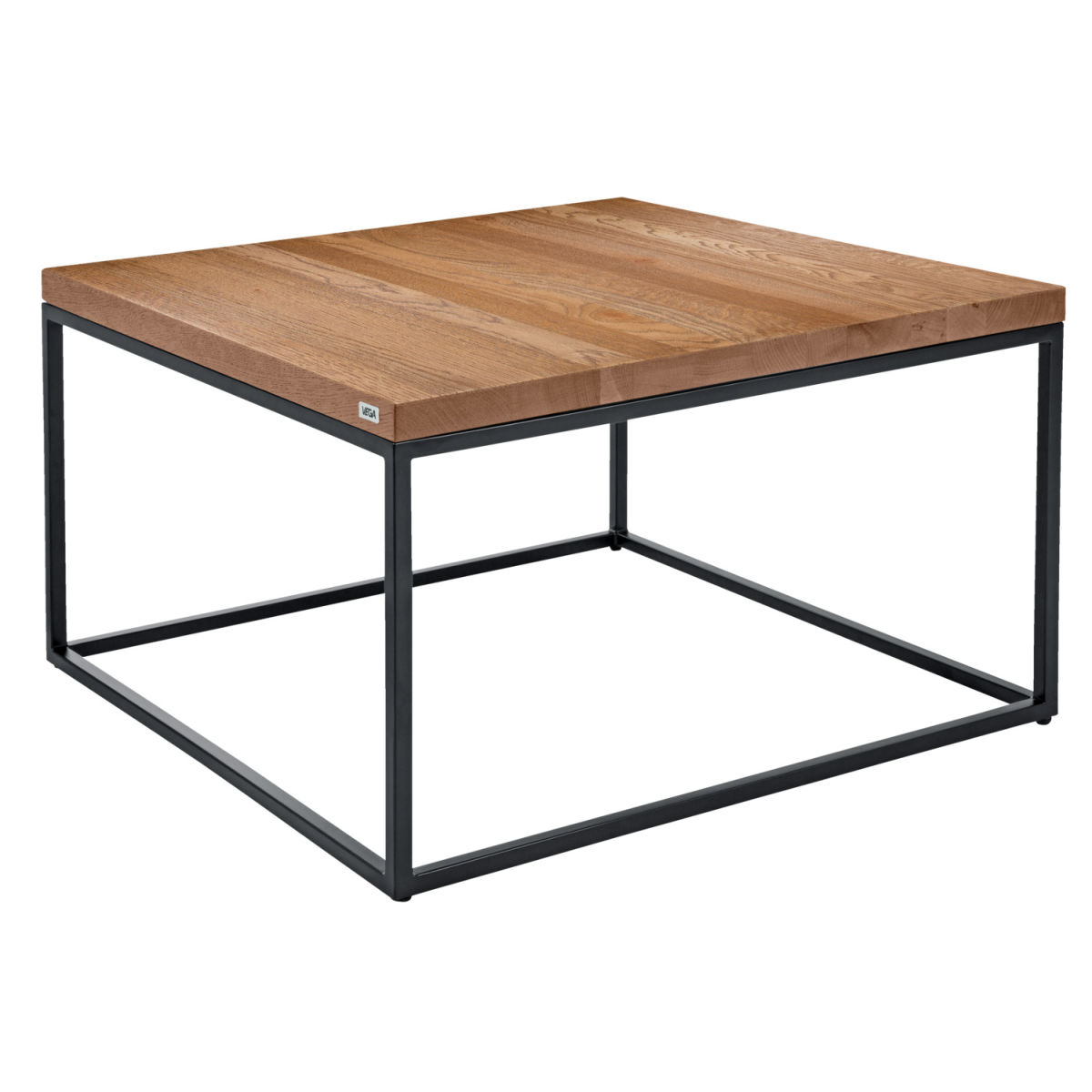 Vega Bijzettafel Deven vierkant; 60x60x37 cm (LxBxH); Tafelblad antiek eiken/bruin, frame zwart; vierkant