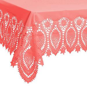 Unique Living tafelkleed/tafellaken - buiten/binnen - suiker roze - 137 x 180 cm - Kant patroon -