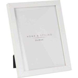 Home & Styling Kunststof fotolijst wit geschikt voor een foto van 15 x 20 cm -
