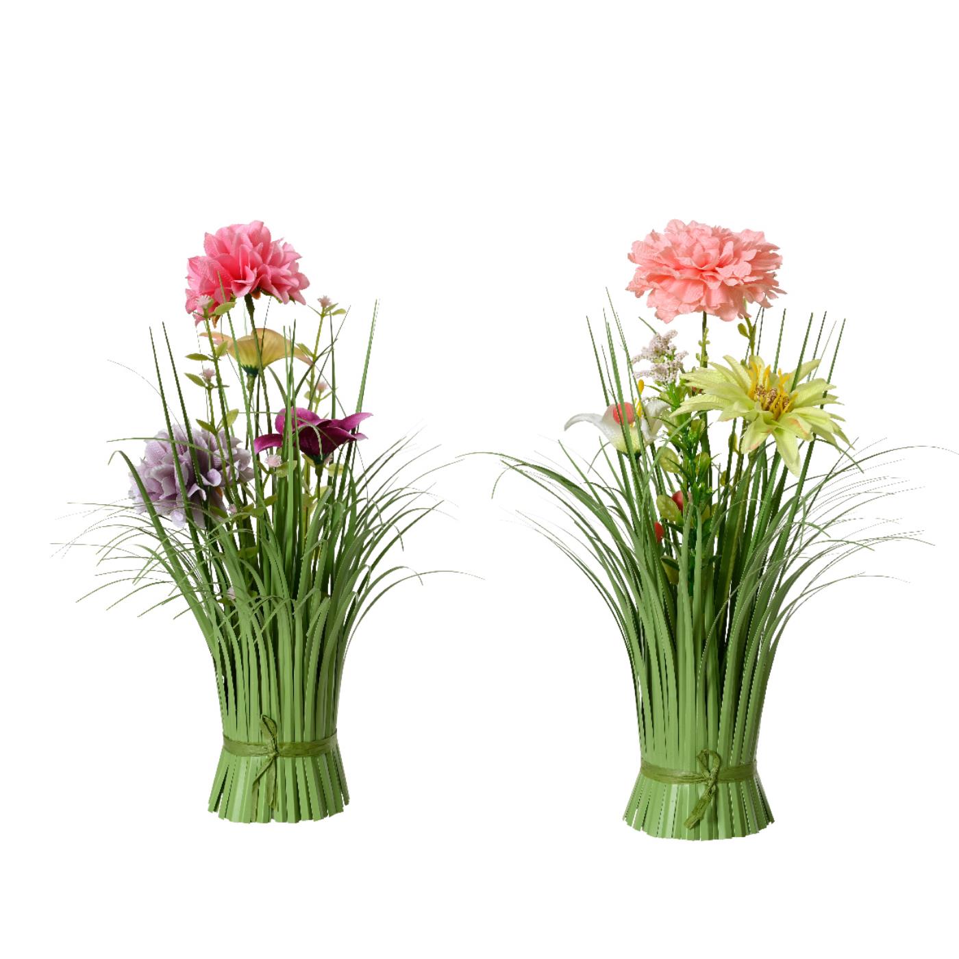 Decoris Gras Boeket Met Gekleurde Bloemen - H30 Cm
Breng Kleur En Leven In Je Interieur