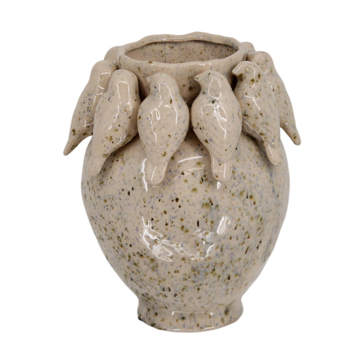 Dijk Natural Collections Vaas Met Vogels Cement 22,7x22,7x28cm