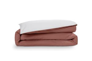 Emma Satijn Dekbedovertrek 140x200 cm Terracotta&Licht Grijs